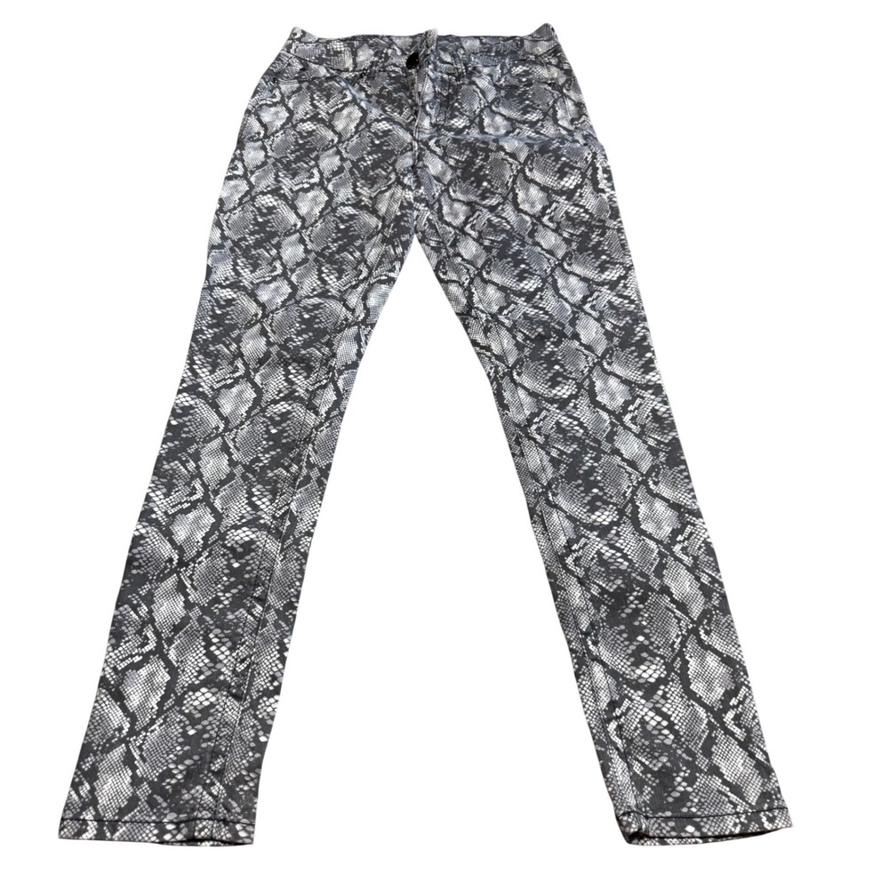Seven 7 Snakeskin‎ Print Skinny Jeans Womens 6 Tummyless High Rise Grey Black